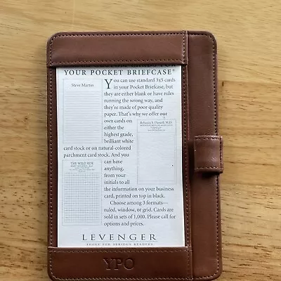 Levenger The Pocket Briefcase Brown Leather 3.5  Note Cards $59 Initials YPO • $29.99