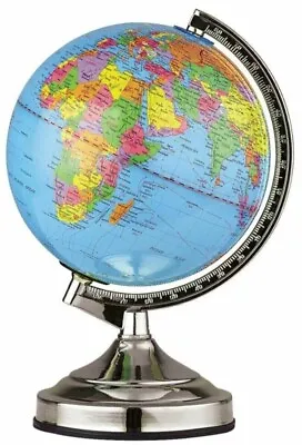 Illuminated World Globe 4-Way Touch Control Light-Up Table Lamp Chrome Xmas Gift • £36.95