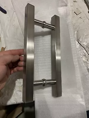 Brushed Nickel (satin) Special 8  Square Leader Pull Shower Door Handle • $59.99