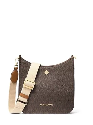 Michael Kors Small Mini Messenger Crossbody Bag Handbag Purse Shoulder Brown MK • $97.50