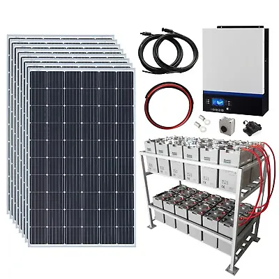 2.4kW 48V Complete Off-grid System: 8 X 300W Solar Panels 5000W Hybrid Inverter • £5999.99