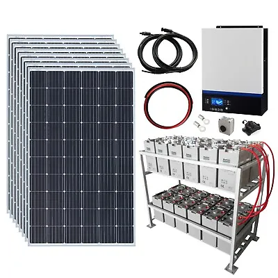 2.4kW 48V Off-grid Hybrid Solar Power System 24kWh Battery Bank 5kW Inverter • £6499.99