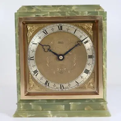 BEAUTIFUL LARGE ELLIOTT MANTEL CLOCK Green Onyx Case SERVICED Good Working Order • $344.88