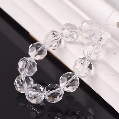 Round 32 Facets 3mm 4mm 6mm 8mm 10mm 12mm Clear Crystal Glass Loose Beads Lot • $2.15