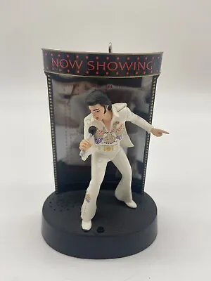 Elvis Presley On Stage White Jumpsuit It's Christmas Time Xmas Holiday Ornament • $9.49