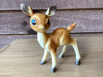 Vintage Big Eyes Deer Figure Hard Plastic Reindeer Christmas Kitschy 6 Inch • $15