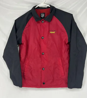 Vans Boys Disney Mickey Mouse Windbreaker Jacket Red/Black Boys Size Medium • $27.99