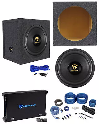 Rockville W12K9D4 12  4000w Car Subwoofer+Sealed Sub Box+Mono Amplifier+Amp Kit • $349.85