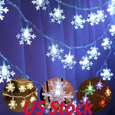 Christmas Snowflake String Fairy Light Battery Operated Hanging Home Party Decor • $10.49