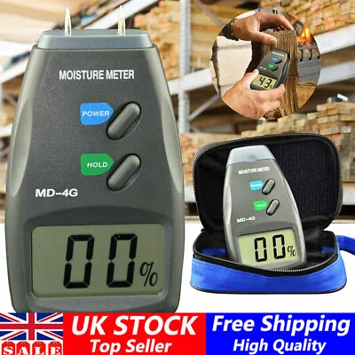 Digital Moisture Meter 4 Pin PRO Damp Detector Timber Wood Tester Plaster Sensor • £15.59