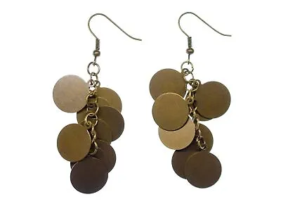 Bronze Ring Flakes Boho Earrings Miniblings Hanging Indian Metal Middle Eastern • $27.85