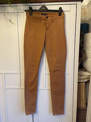 Tan Brown  Trousers Jeggings Jeans MM Denim 10 Waist 28 Inch Top 32 Leg Waxed • £5