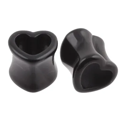 2PCS Set Black Heart Acrylic Ear Plugs Earrings Tapers Tunnels 6 Mm 2G • £3.99