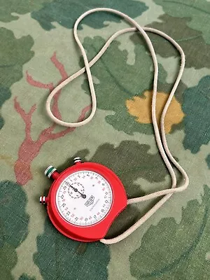 Vintage Swiss HEUER TrackMaster 8042 Manual Stopwatch Red Rare WORKS GREAT! • $75