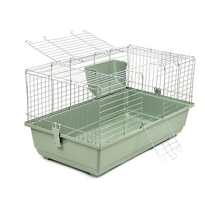 Large Rabbit Cage 120cm Pet Guinea Pig Indoor Silver Plastic Metal + Hayrack • £47.49