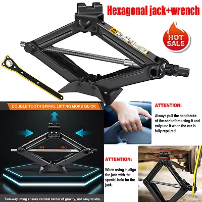 Scissor Jack 2 Ton Steel Scissor Car Lift Jack Kit With Hexagonal Lug Wrench • $30.90