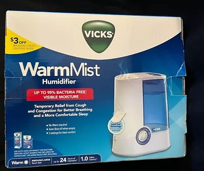 Vicks Warm Mist Humidifier 1 Gal Tank For Small To Medium Rooms New Open Box • $41