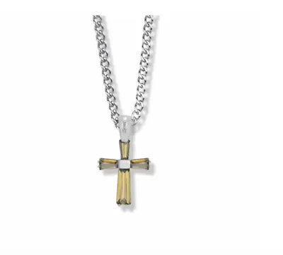 $59.99 • Buy Sterling Silver And Glass Crystal November Birthstone Cross Necklace & Chain