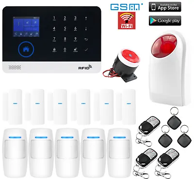 X71 WiFi APP GSM SMS RFID Wireless Kits Home Security Alarm System+Strobe Light • $143.44