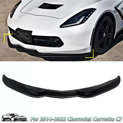 For 2014-2019 Corvette C7 Stage 2 Front Bumper Lip Splitter Spoiler Gloss Black • $165.37