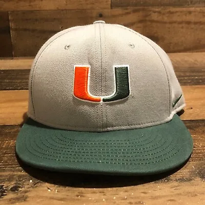 Miami Hurricanes Hat Snapback Cap Mens Gray Green Nike True NCAA Football - READ • $30.88