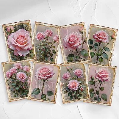 Vintage Floral Roses Shabby Chic Cards Tags Journal Card Making Supplies • £2.80