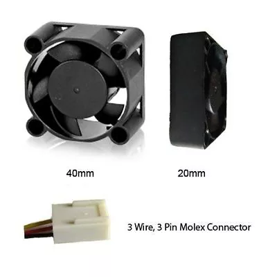 Evercool 40mm 4cm 40 X 40 X 20mm 3 Pin 12 Volt PC Case Fan (H) EC4020H12 • £6.49