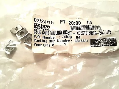 SECO  Carbide Milling Inserts 4pcs. XOEX10T308 E05 Grade H15  MSC #65948622 • $35