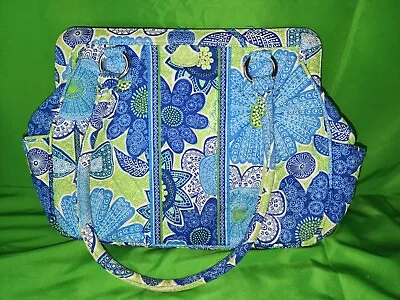 VERA BRADLEY Frame Shoulder Bag Blue And Green Floral Purse Handbag • $8