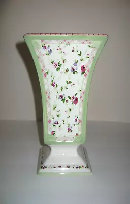 Vintage Laura Ashley Ceramic Floral French Country Pedestal Square Vase FTD • $12