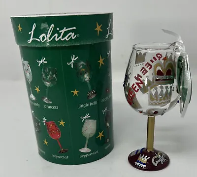 QUEEN Mini Wine NEW Lolita Glass Ornament In Box Hand Painted Crowns Retired • $17