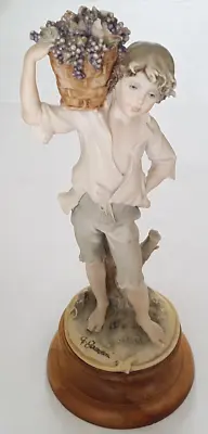 Giuseppe G Armani Capodimonte Italian Figure 1982 Boy With Grapes 11” Tall • £10