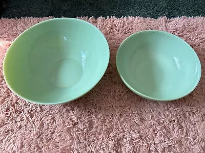2 NEW Martha Stewart Retro Style Green Jadite Glass Round Serving Bowls 8’& 10  • $49.99