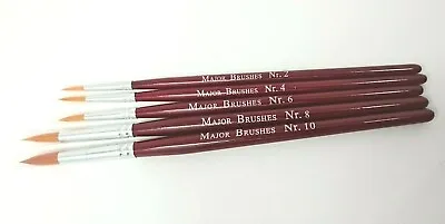 Major Brushes Red Synthetic Sable Brush Set 5 Round Watercolour Acrylic Oil 591 • £6.35