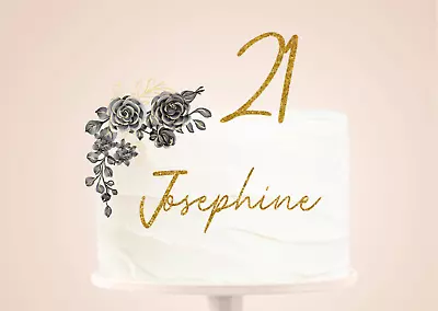 Personalised Cake Charms Cake Topper Name Age Charm Customised Glitter Metallic  • £3.50