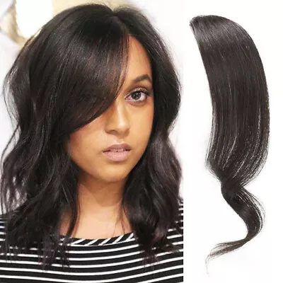 Clip In Wave Side Bangs 100% Human Hair Fringe Front Bangs Hair Peice Extensions • $11.99