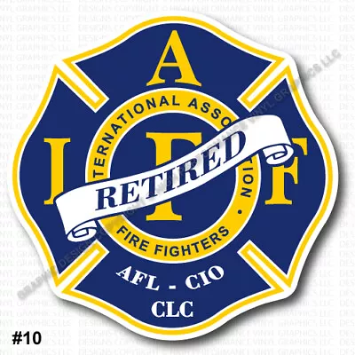 IAFF Firefighter HELMET Decal 2  RETIRED Sticker Cobalt Blue Yel Laminated 0397 • $3.49