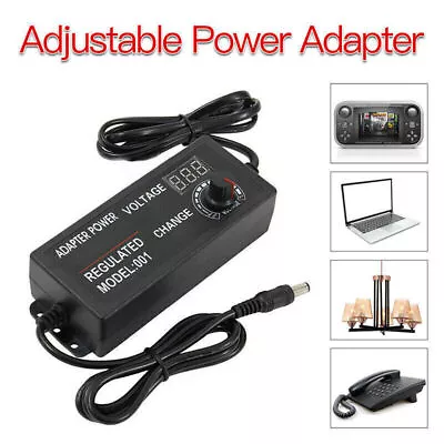 Adjustable AC/DC Power Supply Adapter Charger Variable Voltage 3V-24V Universal • £13.09