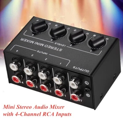 $17.66 • Buy Mini 4 Channels Stereo Audio Mixer Sound Mixing Console RCA Inputs For Karaoke