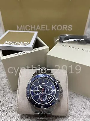 New Michael Kors Bayville MK8727 Chronograph Blue Dial Quartz Mens Watch • $125