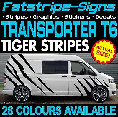 To Fit VW TRANSPORTER T6 TIGER STRIPES GRAPHICS STICKERS DAY VAN CAMPER SWB LWB • £76.99