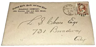 1884 Central Park North & East River Railroad Used Envelope New York City • $50