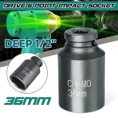 $17.55 • Buy Universal 36mm 1/2'' Drive Deep Hex 6 Point Wheel Hub Nut Impact Socket Tool 