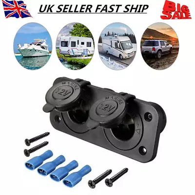 12V Dual Socket Cigarette Lighter Charger Panel Camper Caravan Boat Campervan UK • £9.39