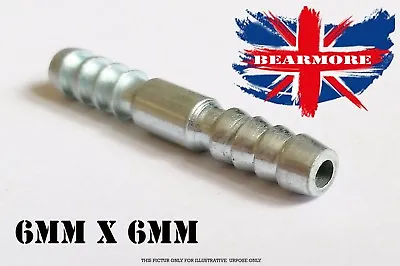6mm To 6mm Connector Reducer  Barbed Joiner Hose Pipe Union Water Air Fuel Gas • £4.55