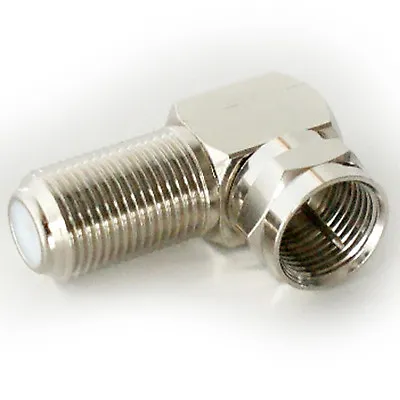 2x 90 Degree F Type Screw Connector Adapter Sat Coax Right Angled Plug To Socket • £4.99