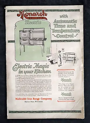 Antique 1926 MONARCH Electric Range Fold-out Advertising Brochure • $17.95