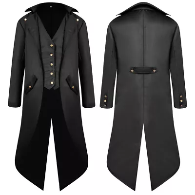 Men Children Halloween Costumes Vintage Victorian Gothic Tailcoat Tuxedo Jacket • $21.71