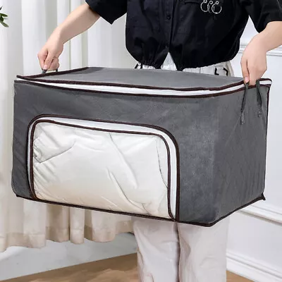 60x40x35 Underbed Clothe Duvet Storage Bag Zipped Organizer Wardrobe Quilt Boxes • £6.49