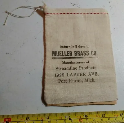 Vintage Mueller Brass Co Streamline Products Port Huron Michigan Advertising Bag • $14.99